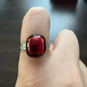 Elegant Red and Silver Women's Ring